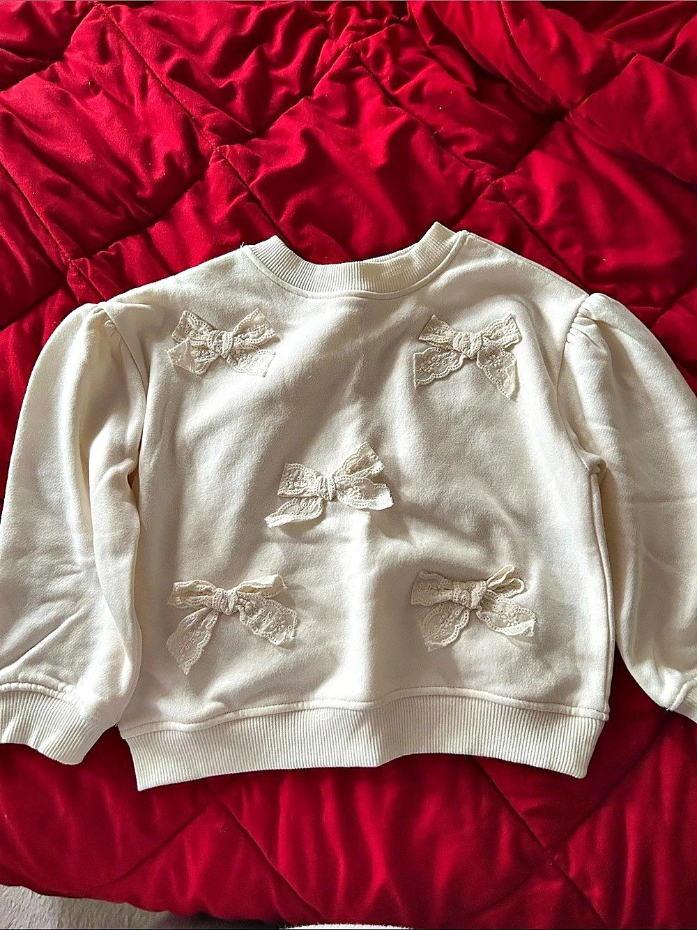 Kids White Bow Sweatshirt Like New